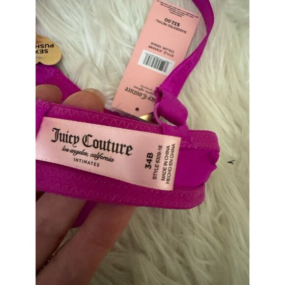 Juicy‎ Couture Intimates Size 34B Sexy Push Up Underwire Bra Venus Pink Lace New - Picture 9 of 11